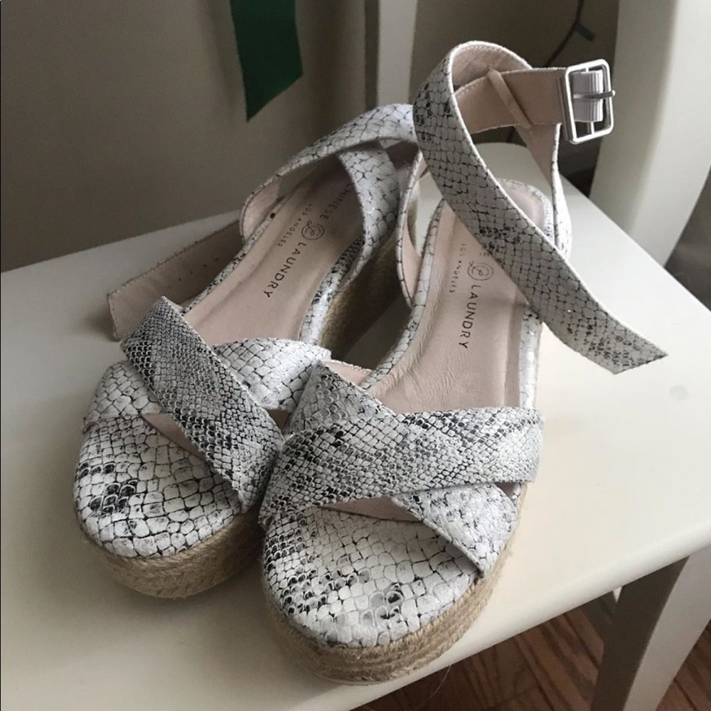 snakeskin platform sandals